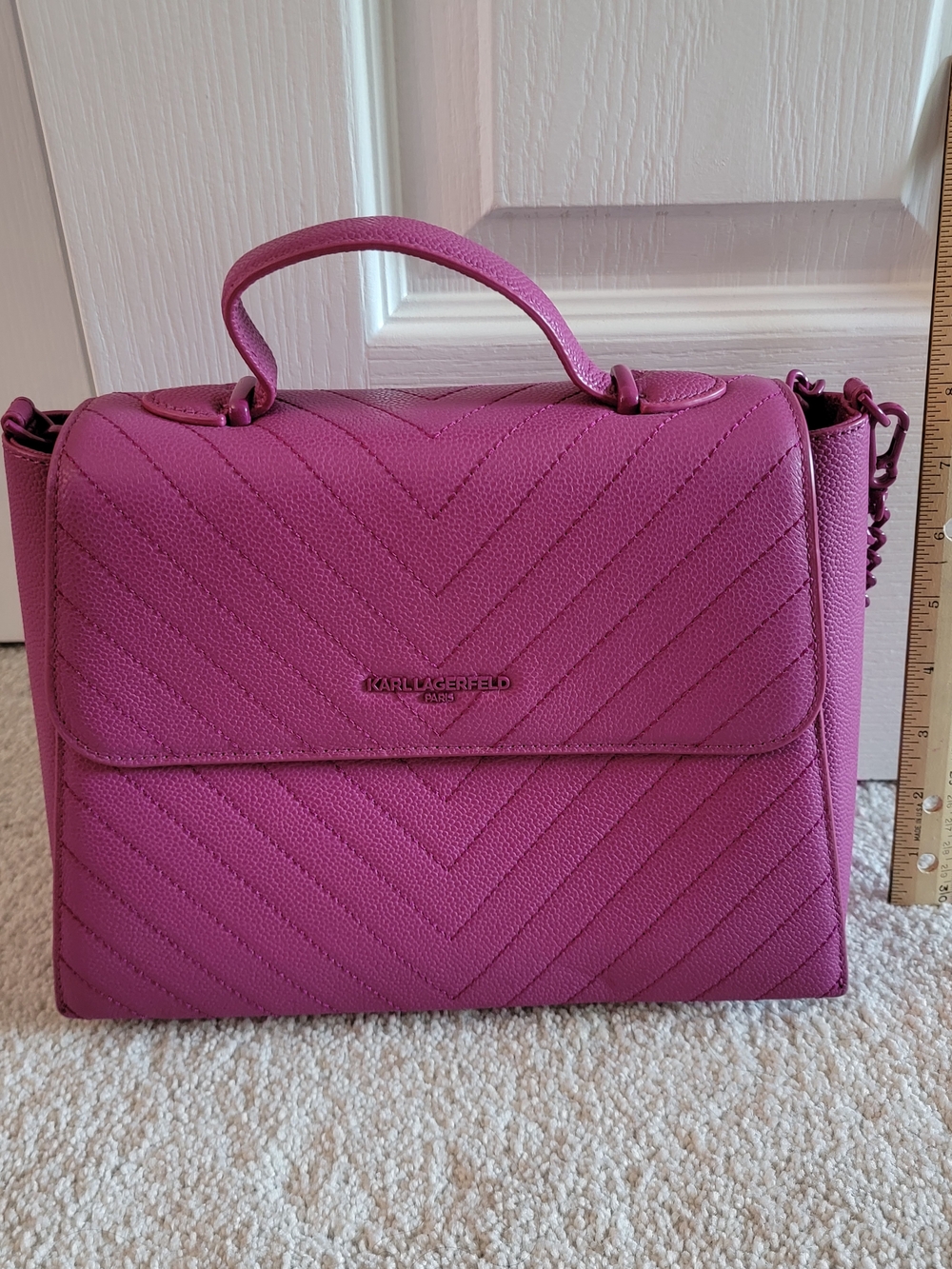 Karl Lagerfeld Pink Chevron Top-Handle Satchel